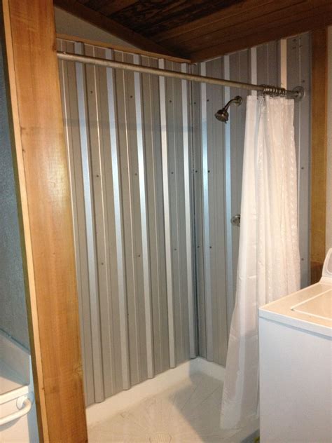 sheet metal shower walls|metal roofing for shower walls.